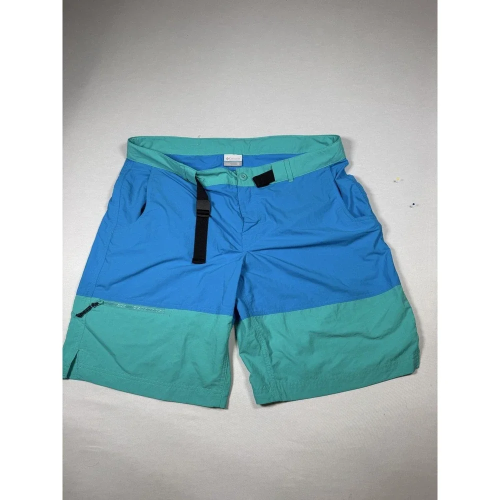 Columbia Shorts Mens 36 Blue Nylon Belted Zip Pocket Bermuda Outdoor Casual